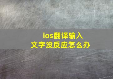 ios翻译输入文字没反应怎么办