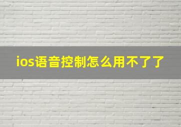 ios语音控制怎么用不了了