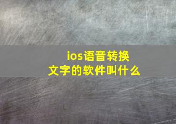 ios语音转换文字的软件叫什么