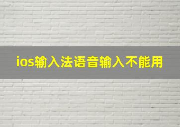 ios输入法语音输入不能用