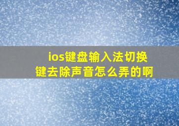 ios键盘输入法切换键去除声音怎么弄的啊