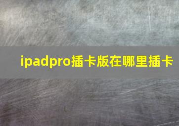 ipadpro插卡版在哪里插卡