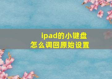 ipad的小键盘怎么调回原始设置