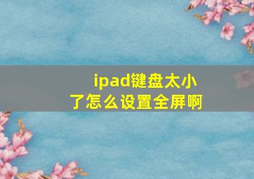 ipad键盘太小了怎么设置全屏啊