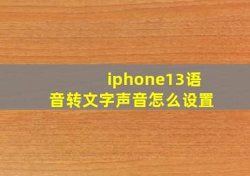 iphone13语音转文字声音怎么设置