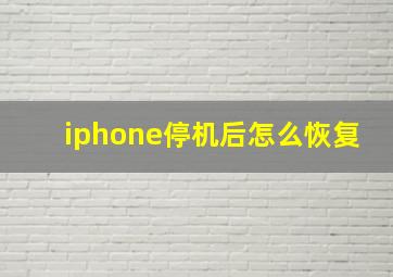 iphone停机后怎么恢复