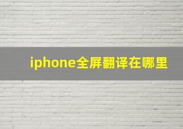 iphone全屏翻译在哪里