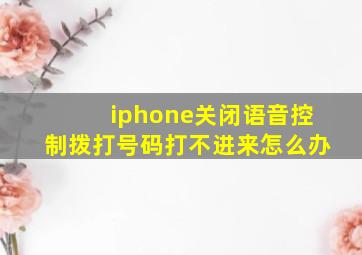 iphone关闭语音控制拨打号码打不进来怎么办