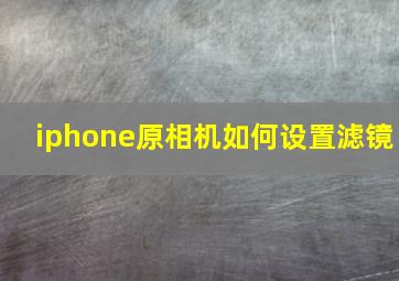 iphone原相机如何设置滤镜