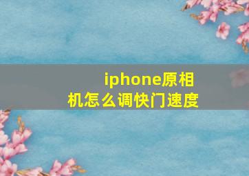 iphone原相机怎么调快门速度