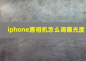 iphone原相机怎么调曝光度