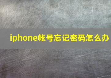 iphone帐号忘记密码怎么办