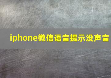 iphone微信语音提示没声音