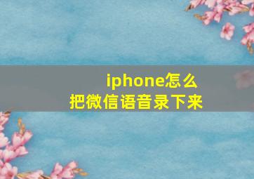 iphone怎么把微信语音录下来