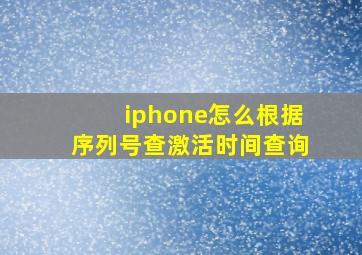 iphone怎么根据序列号查激活时间查询