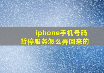 iphone手机号码暂停服务怎么弄回来的