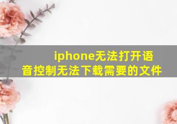 iphone无法打开语音控制无法下载需要的文件