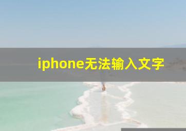 iphone无法输入文字