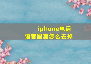 iphone电话语音留言怎么去掉