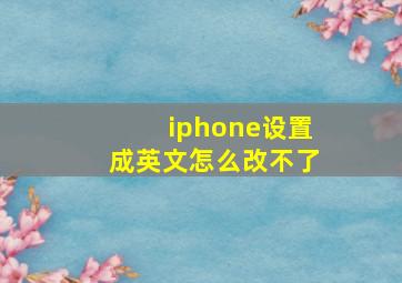 iphone设置成英文怎么改不了