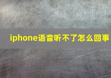 iphone语音听不了怎么回事