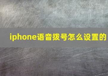 iphone语音拨号怎么设置的