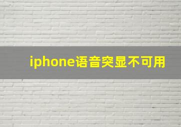 iphone语音突显不可用