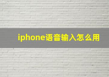 iphone语音输入怎么用