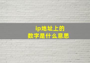 ip地址上的数字是什么意思