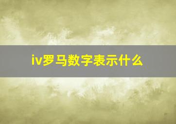 iv罗马数字表示什么