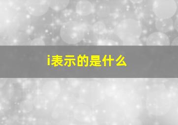 i表示的是什么