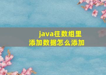 java往数组里添加数据怎么添加