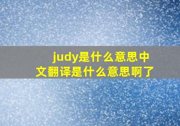 judy是什么意思中文翻译是什么意思啊了