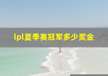 lpl夏季赛冠军多少奖金