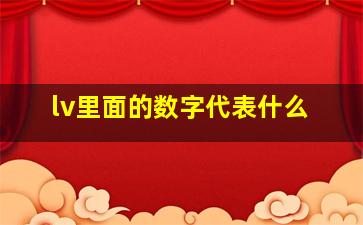 lv里面的数字代表什么