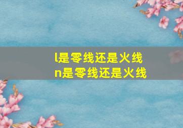 l是零线还是火线n是零线还是火线