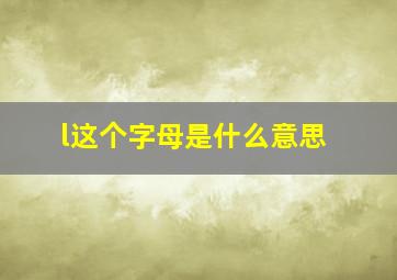 l这个字母是什么意思