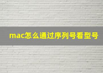 mac怎么通过序列号看型号