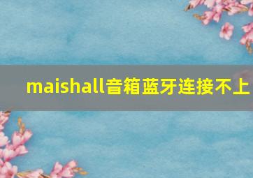 maishall音箱蓝牙连接不上