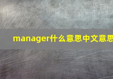 manager什么意思中文意思