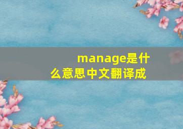 manage是什么意思中文翻译成