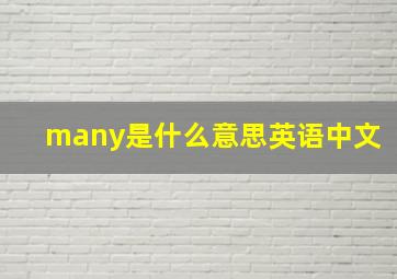 many是什么意思英语中文