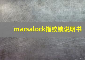 marsalock指纹锁说明书