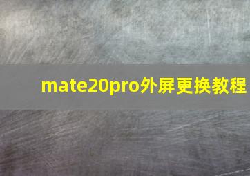 mate20pro外屏更换教程