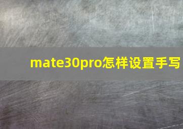 mate30pro怎样设置手写