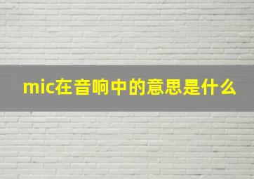 mic在音响中的意思是什么