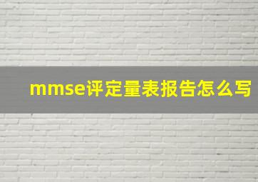 mmse评定量表报告怎么写