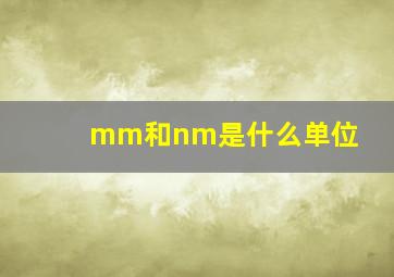 mm和nm是什么单位