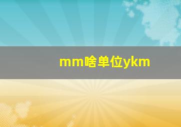 mm啥单位ykm