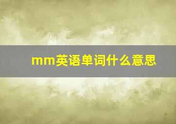 mm英语单词什么意思